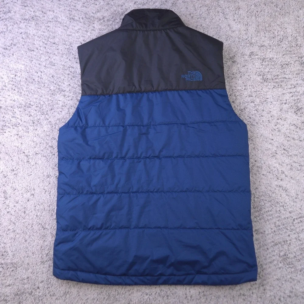 The North Face Vest Mens Small Full Zip Pockets Logo Windbreaker Blue Black